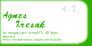 agnes kresak business card